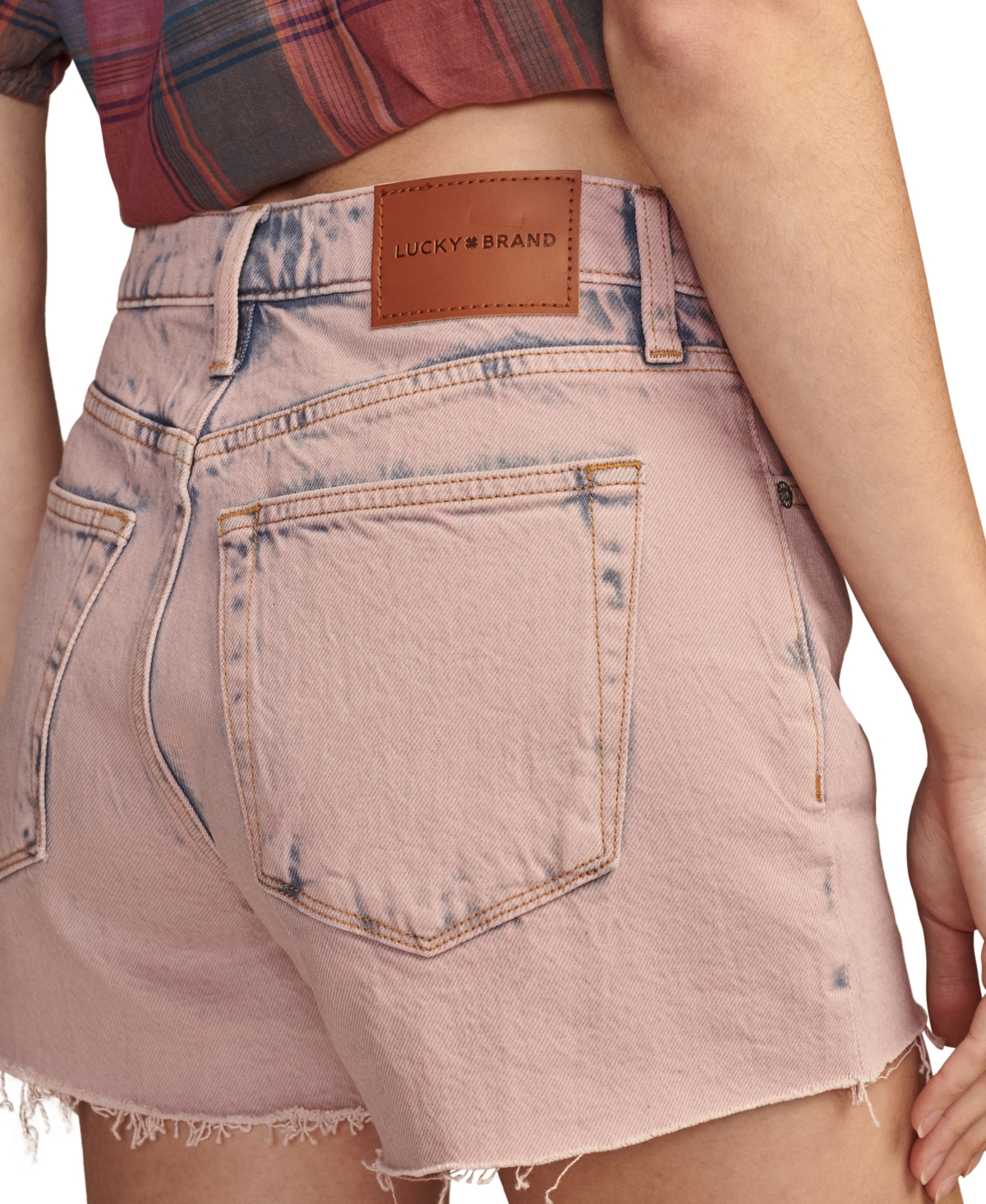 Lucky Brand Women's Cut-Hem High-Rise Denim Mom Shorts