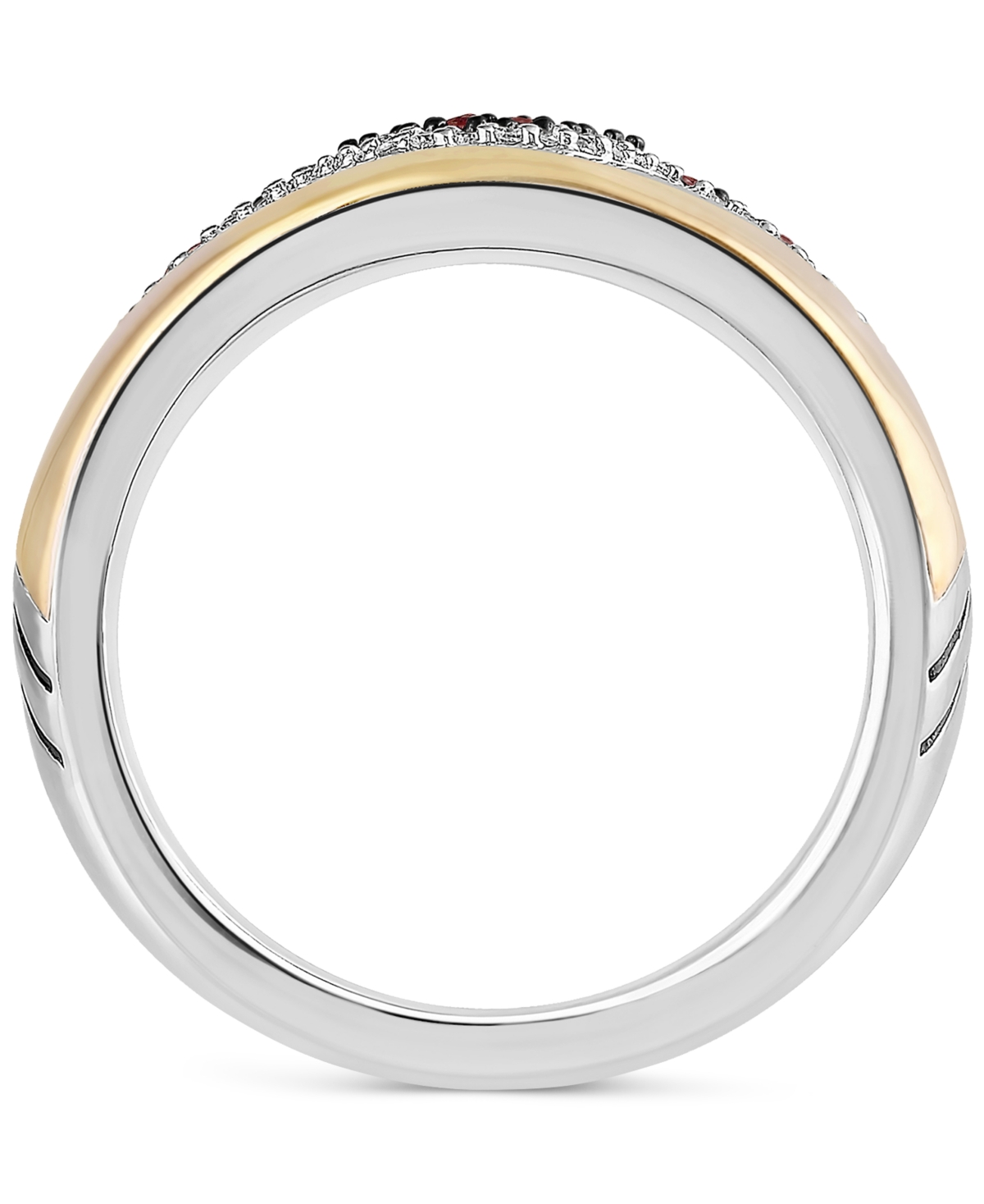 Shop Wonder Fine Jewelry Men's Garnet (1 Ct. T.w.) & Diamond (1/8 Ct. T.w.) Ironman Ring In Sterling Silver & Gold-plate In Sterling Silver  Gold-plate