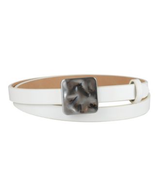 Women's Skinny Hammered Plaque Buckle Belt