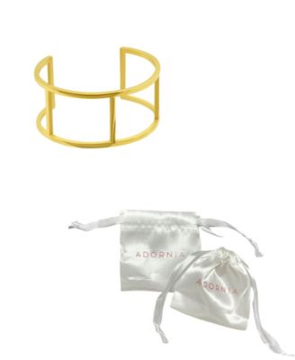 Tarnish Resistant 14K Gold-Plated Stainless Steel Double Row Cuff Bracelet