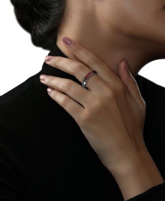 Star Wars Garnet (1 ct. t.w.) & Black Diamond (1/20 ct. t.w.) Darth Vader Lightsaber Ring in Sterling Silver