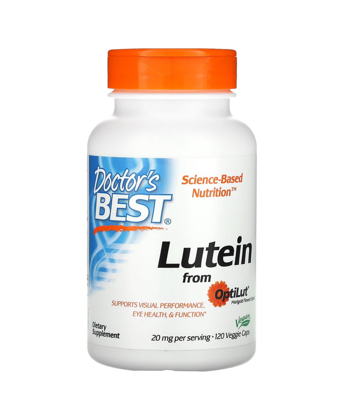 Lutein from OptiLut 20 mg - 120 Veggie Caps (10 mg per Capsule) - Assorted Pre-pack (See Table