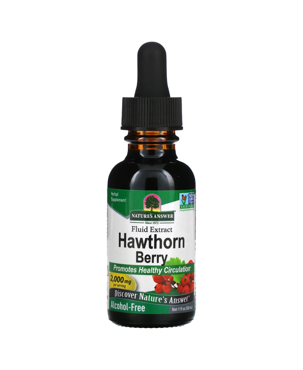 Hawthorn Berry Fluid Extract Alcohol-Free 2 000 mg - 1 fl oz (30 ml) - Assorted Pre-pack (See Table