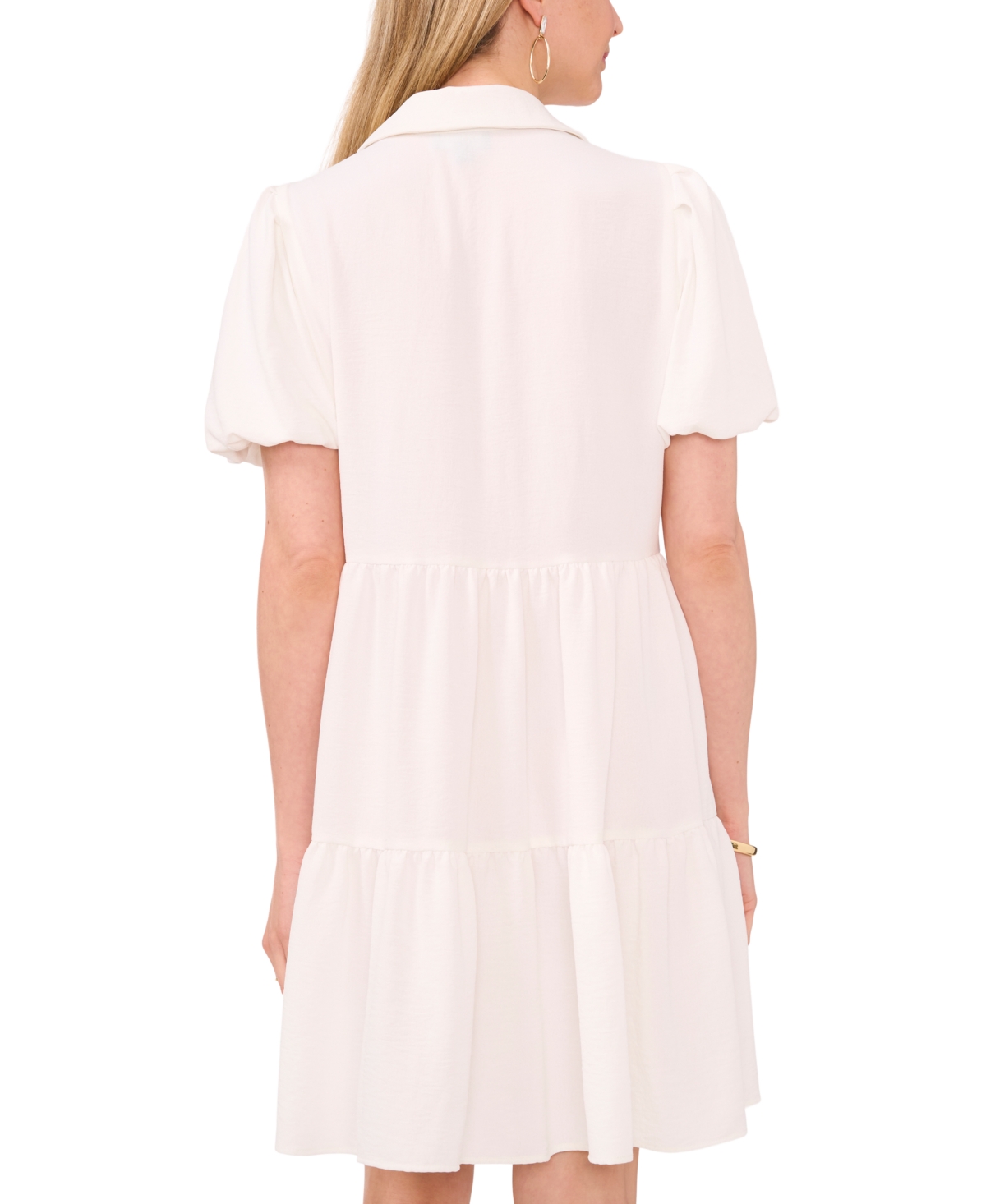Shop Msk Women's Puff-sleeve Fit & Flare Shirtdress In Ivory