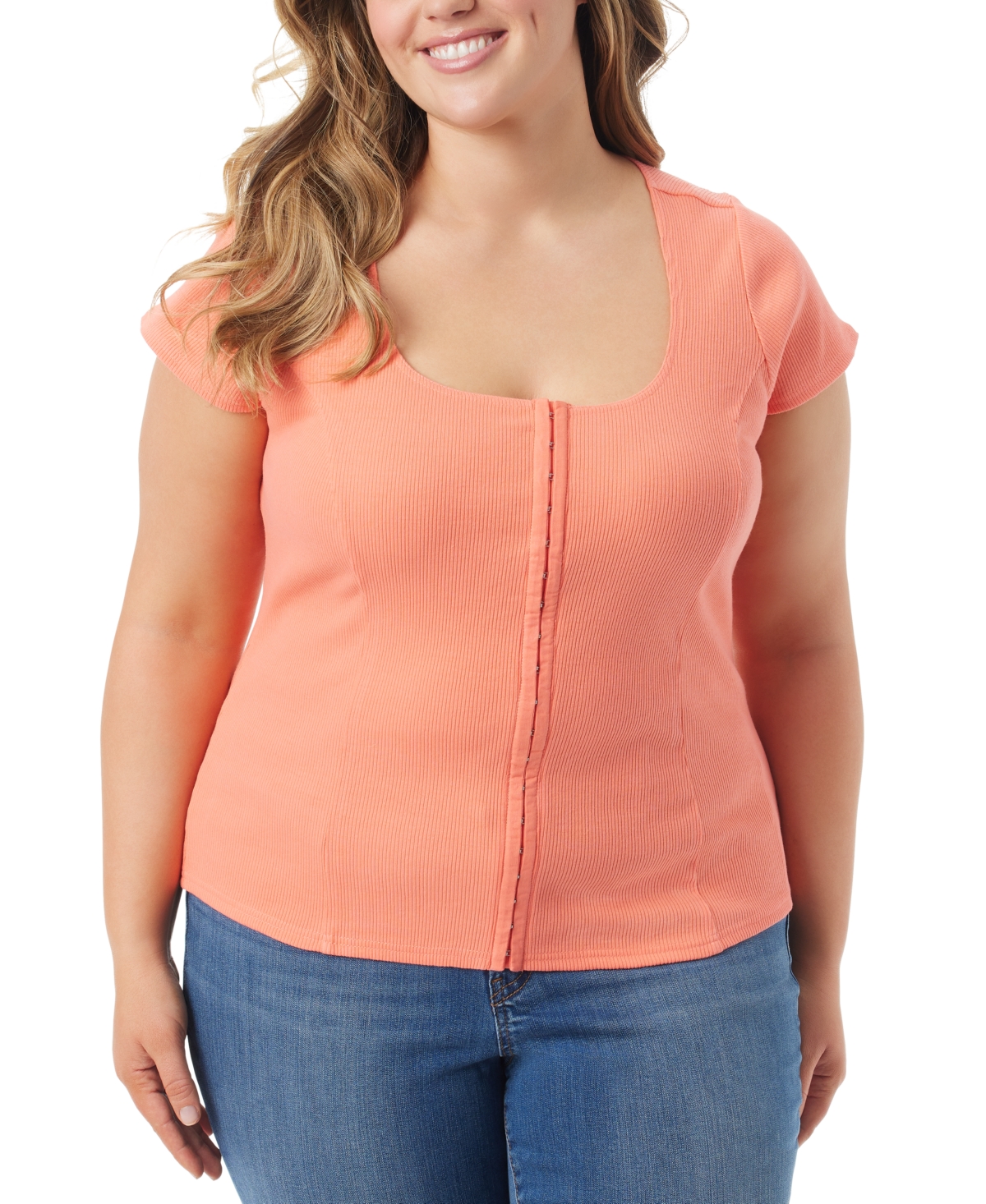 Trendy Plus Size Min Cap-Sleeve Top - Shell Pink