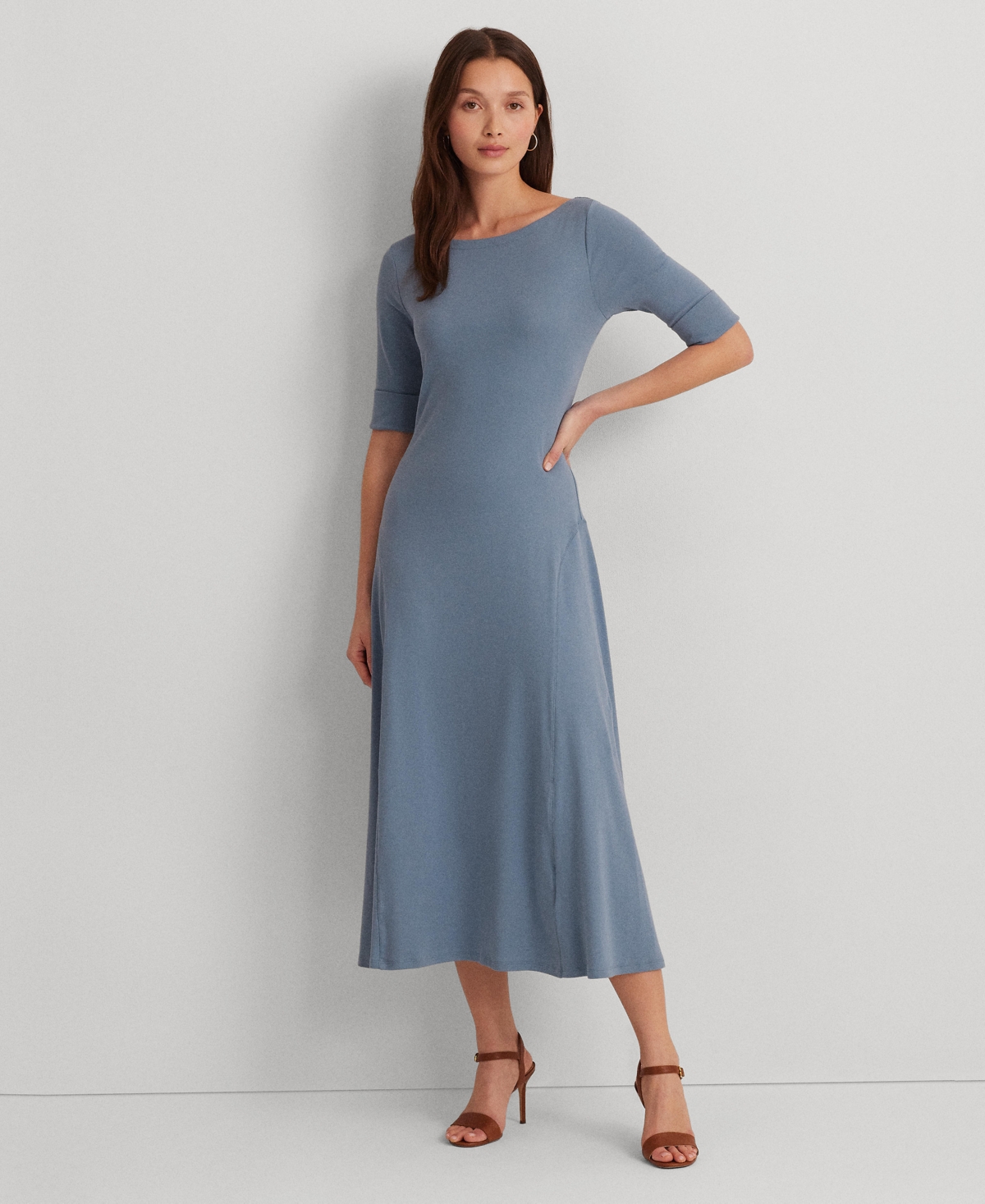 Lauren Ralph Lauren Women's Stretch Cotton Midi Dress In Pale Azure