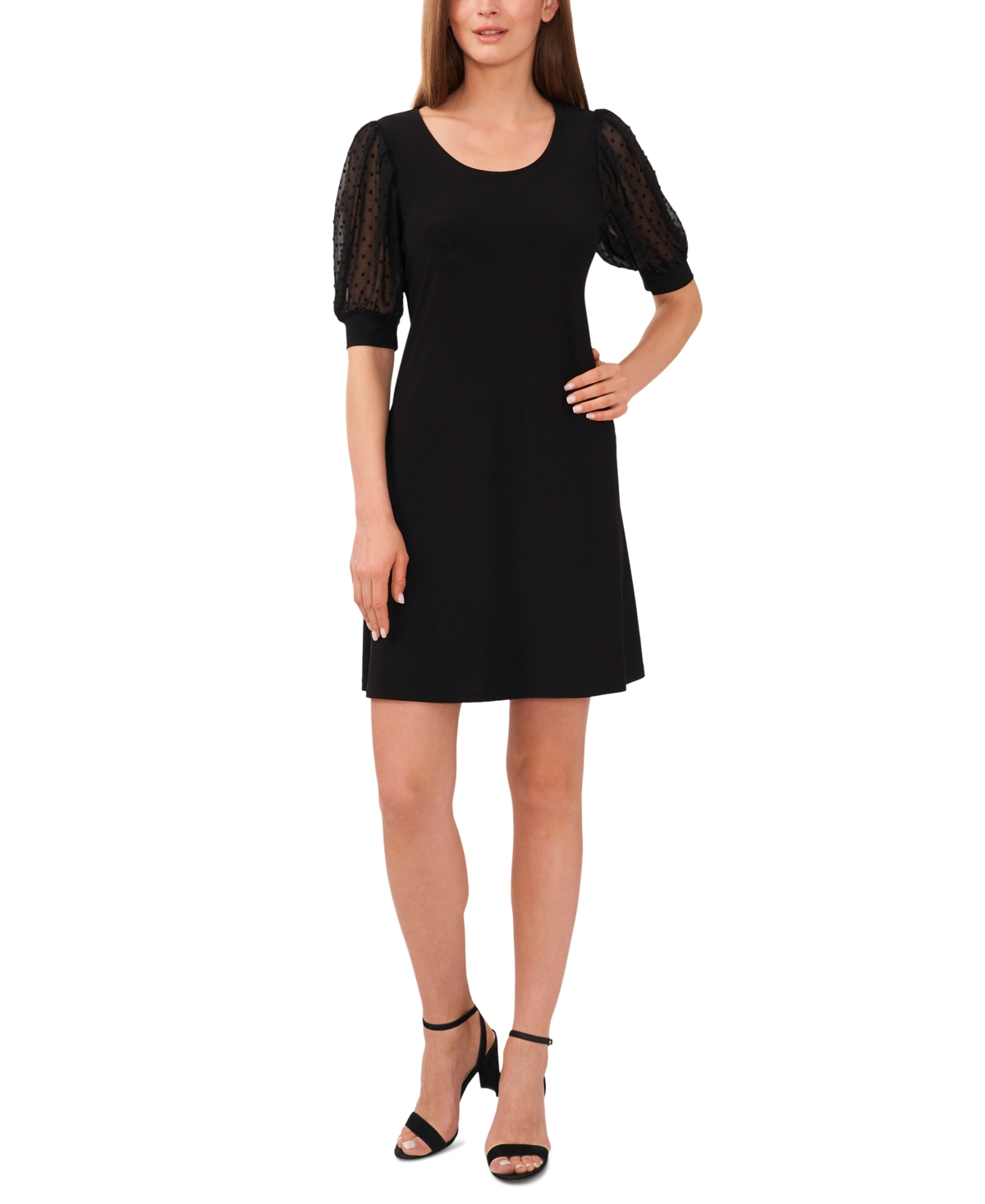 Msk Women's Contrast-sleeve Jersey Shift Dress In Black