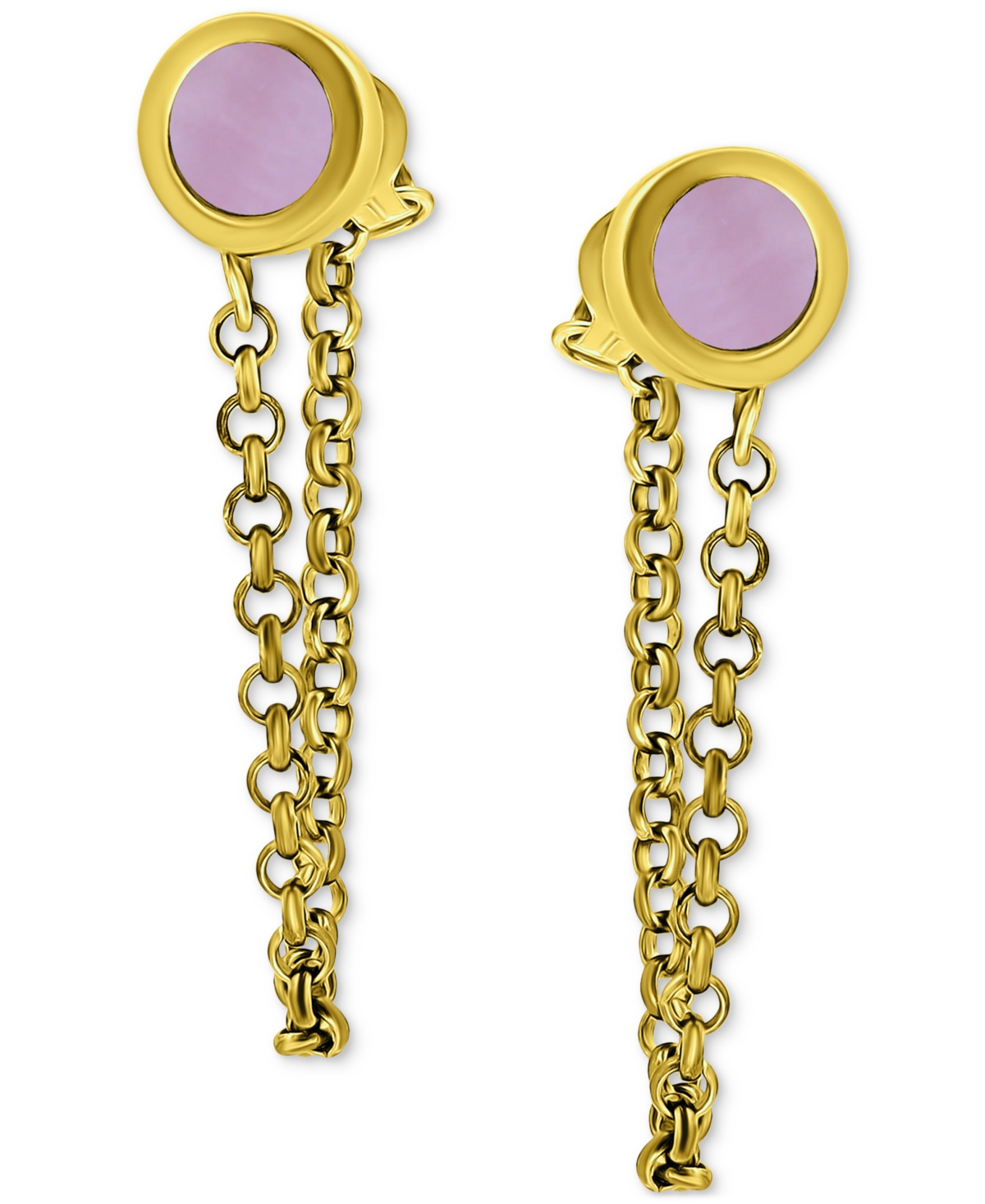 Giani Bernini Abalone Chain Front and Back Drop Earrings in 18k Gold-Plated Sterling Silver (Also , Created for Macy's - Pink Shell
