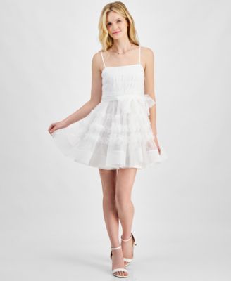 ruffled fit and flare dress Glitter Mesh Fit and Flare Dress with Ruffle Hem junior / 8 / sage