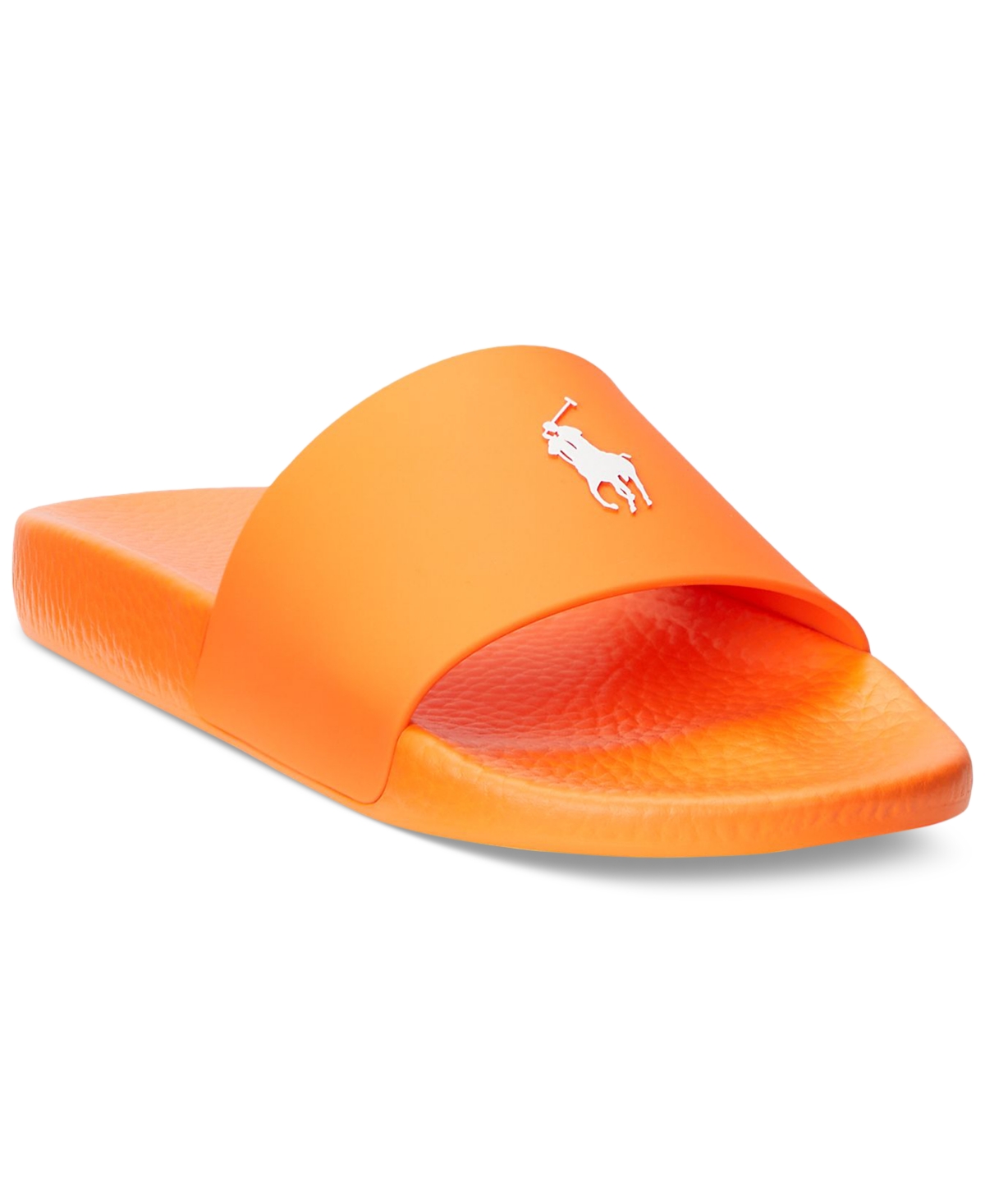 Shop Polo Ralph Lauren Men's Signature Pony Slide Sandals In Orange,white