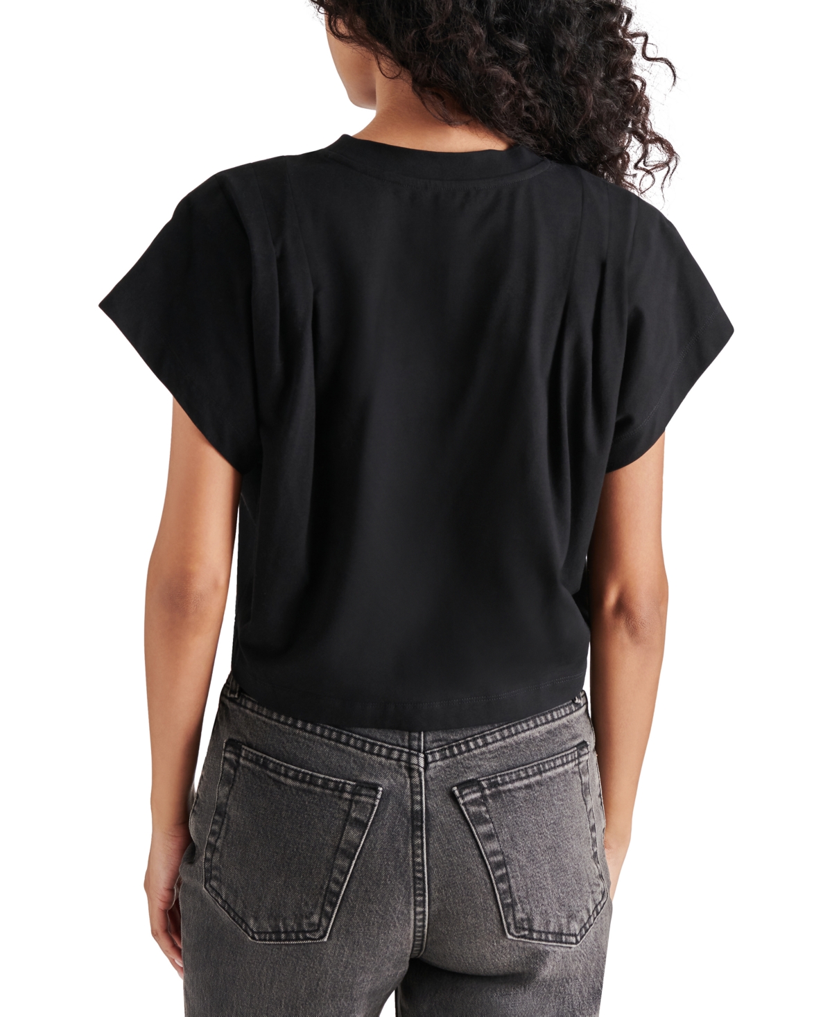 Shop Steve Madden Women's Noah Dolman-sleeve Pleated Top In Black