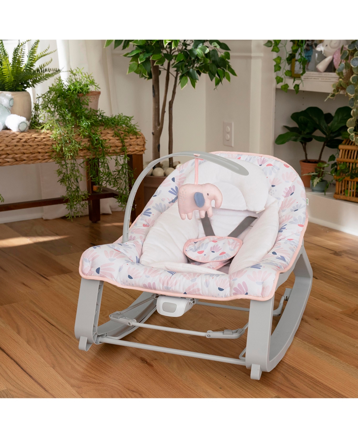 Ingenuity Keep Cozy 3-in-1 Grow With Me Bounce Rock Seat In Pink