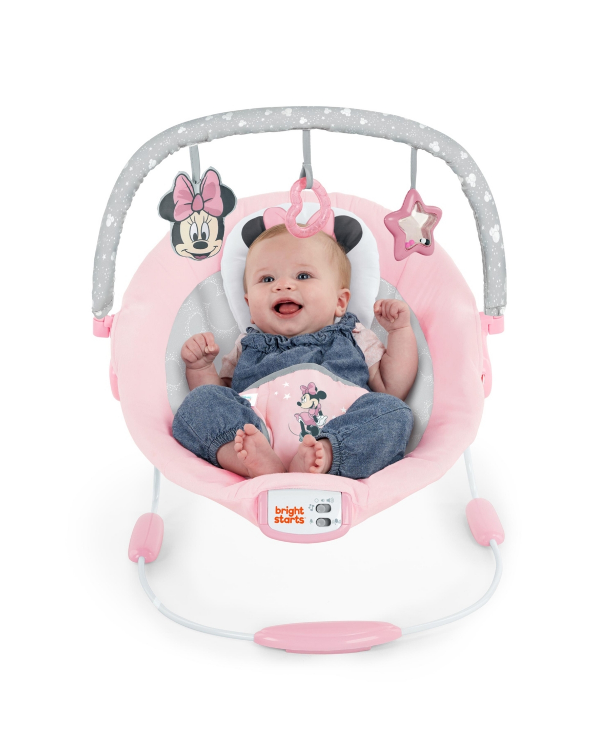 Shop Bright Starts Minnie Mouse Rosy Skies Comfy Bouncer In Multi