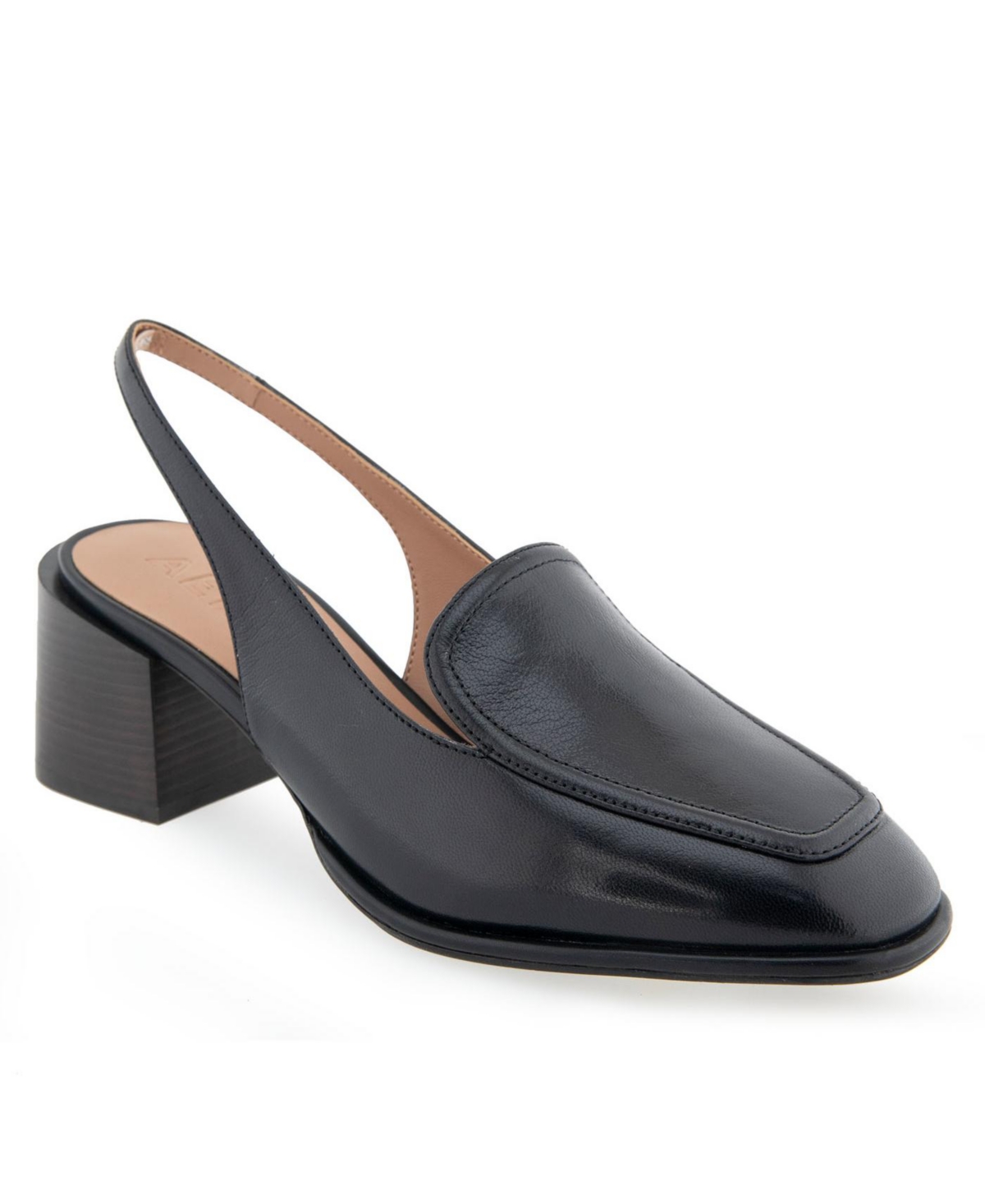 Shop Aerosoles Women's Arlo Chunky Heel Slingbacks In Black Leather