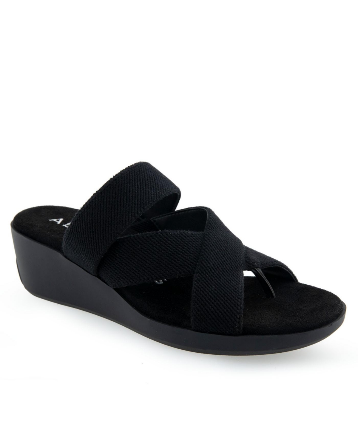 Shop Aerosoles Women's Ilona Wedge Sandals In Black Elastic