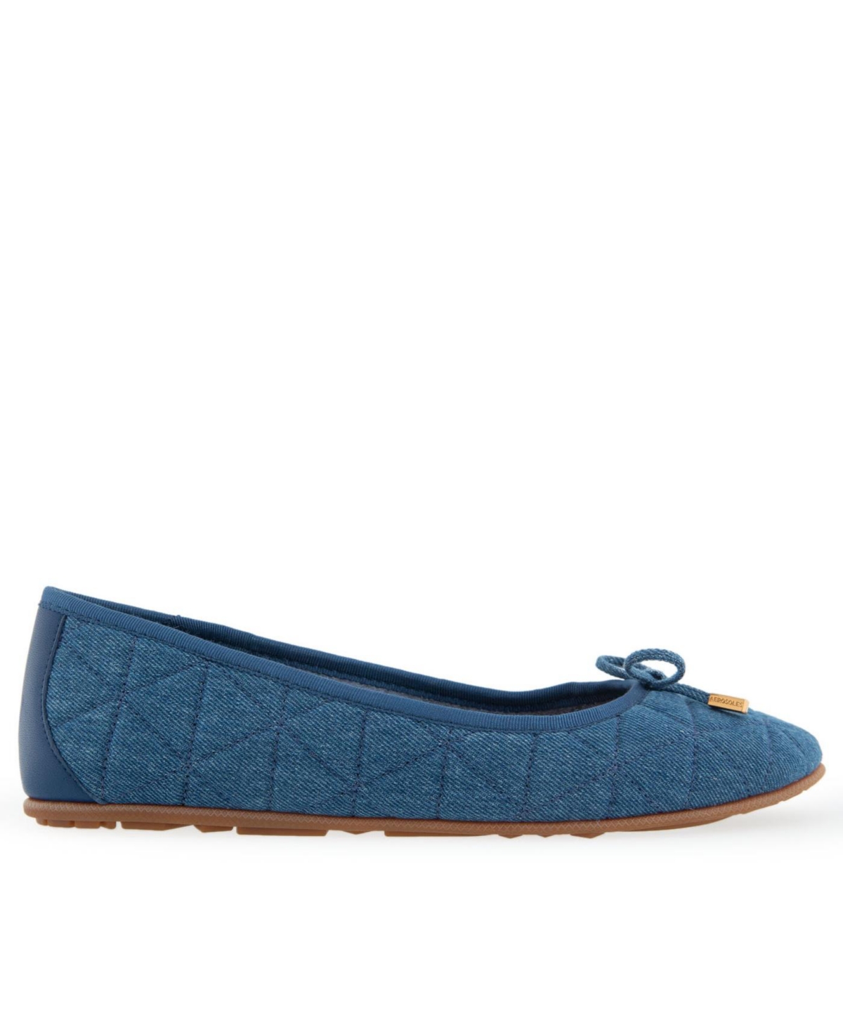 Shop Aerosoles Women's Pia Casual Ballet Wedge Flats In Med Blue Quilted Denim Fabric