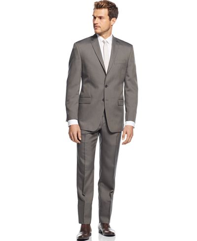 Calvin Klein Grey Pindot Slim-Fit Suit - Suits & Suit Separates - Men ...