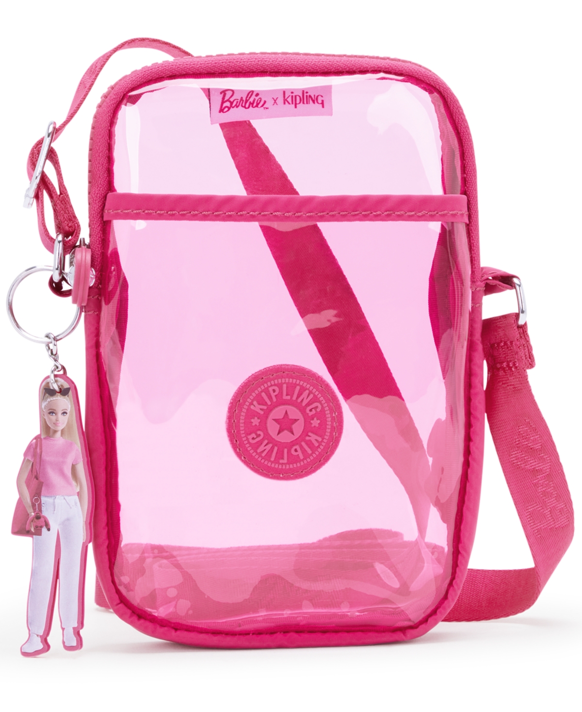 Kipling Tally Barbie Clear Crossbody In Power Pink Transparent
