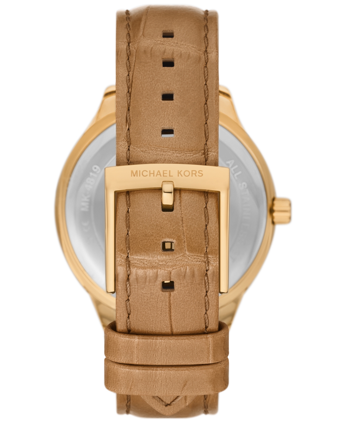 Shop Michael Kors Women's Sage Three-hand Peanut Croco Embossed Leather Watch 38mm In Peanut Brown