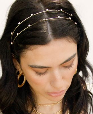 Delicate Crystal Dotted Gold-Tone Headband