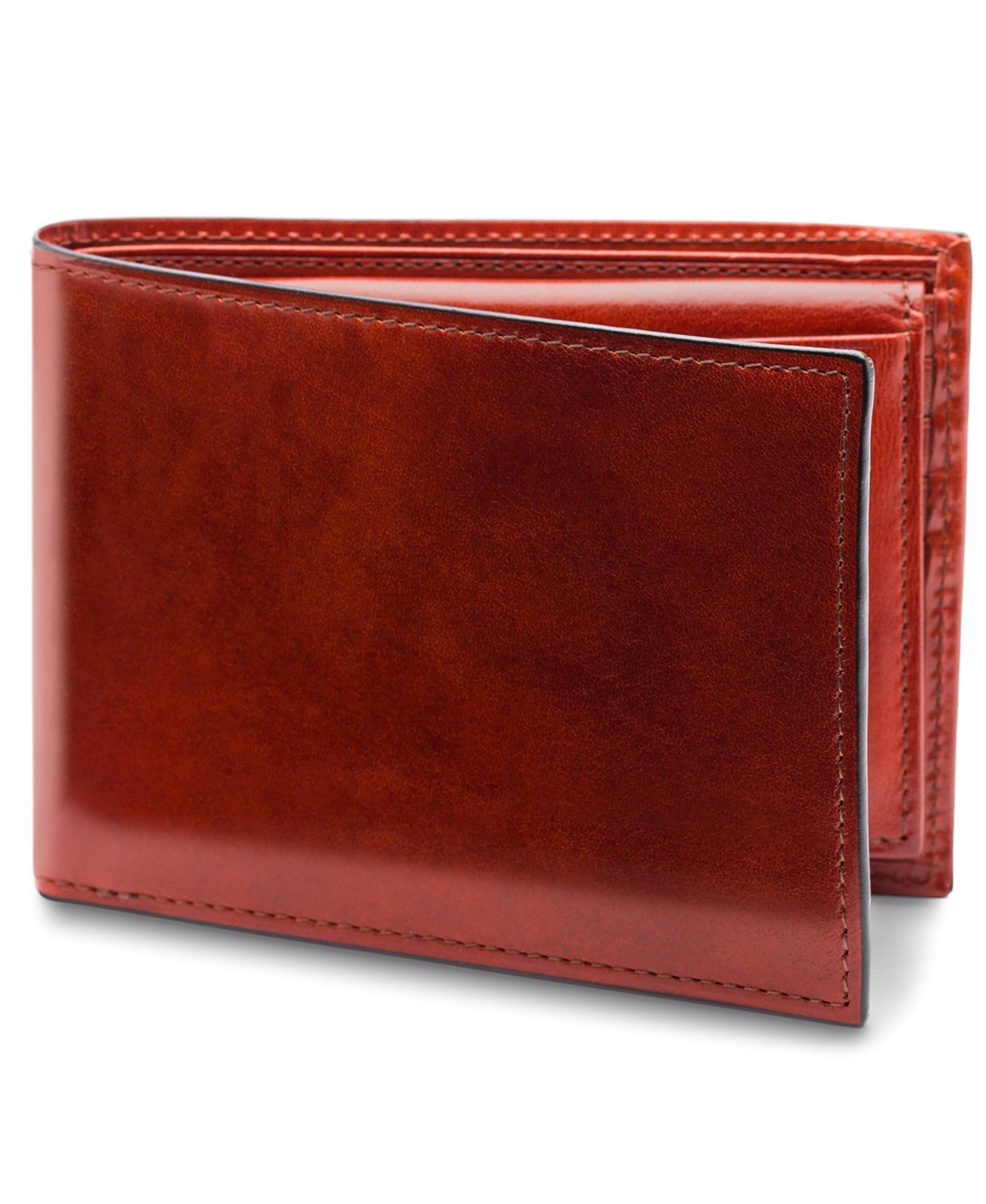 Mens Old Leather Credit Wallet w/Id Passcase - Cognac leather
