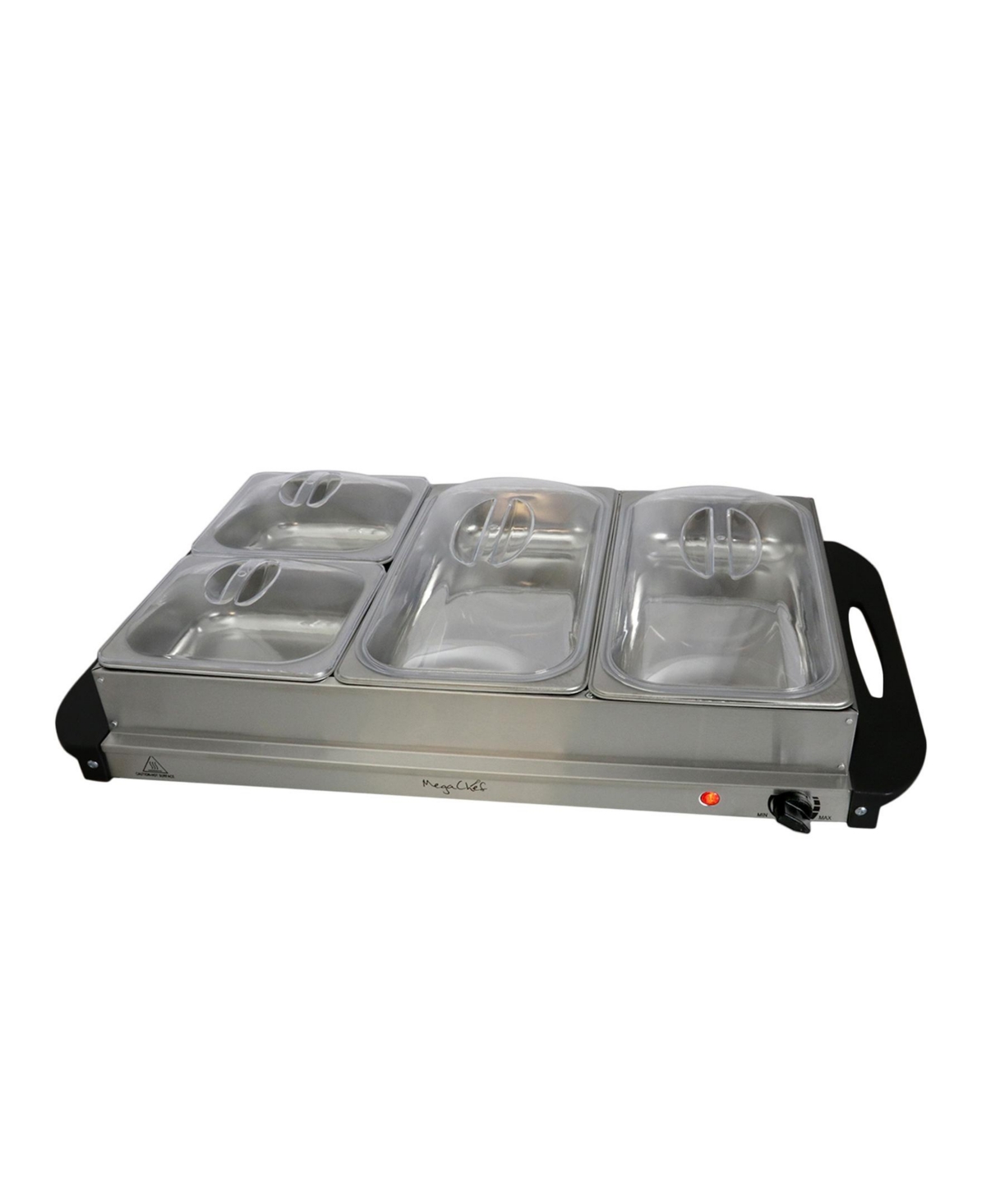Megachef 3 Section Buffet Server Food Warmer In Silver