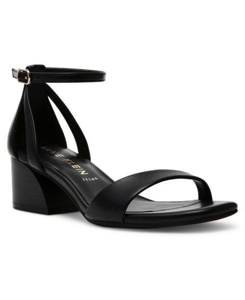 Женские сандалии Anne Klein Mia Ankle Strap Block Heel Dress Sandals, цвет: Чёрный гладкий