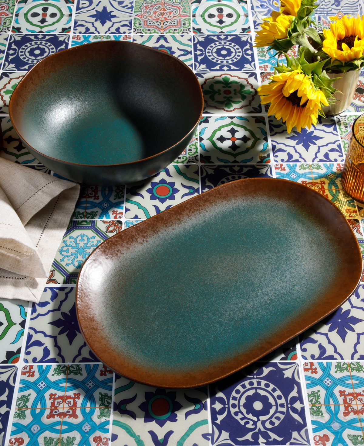 Bloomhouse Piece Serving Platter Bowl Set, Service for