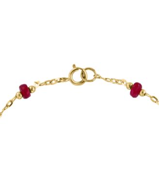 EFFY&reg; Freshwater Pearl (8mm) & Ruby (2-5/8 ct. t.w.) Chain Bracelet in 14k Gold