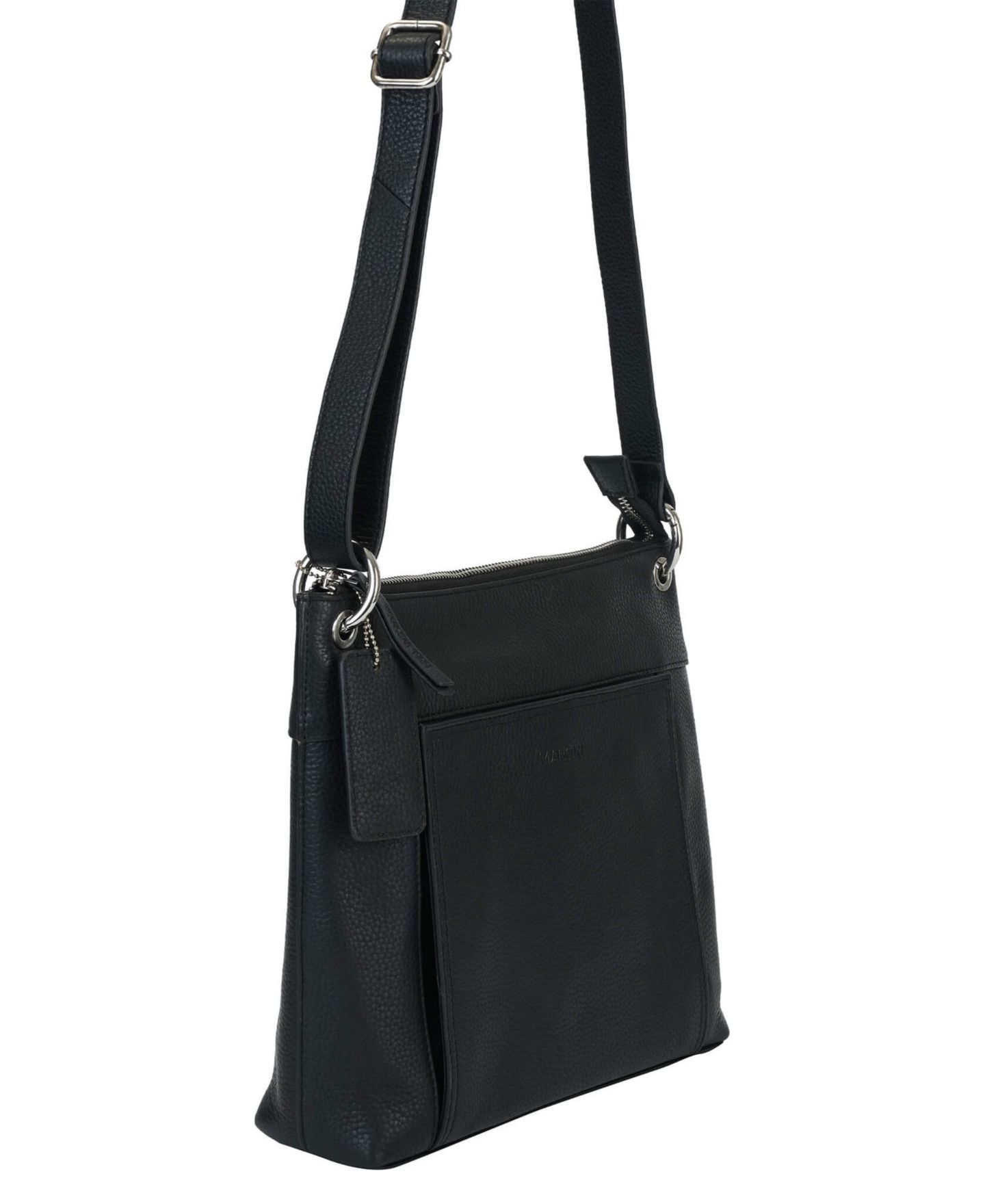 Женская сумка Mancini Pebble Trish Leather Crossbody Handbag with Organizer, цвет: Чёрный — фото 3