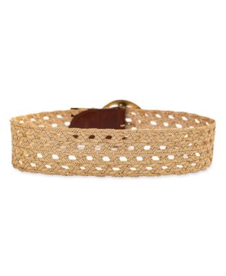 Sam Edelman Women's Woven Leather Belt with Circular Center