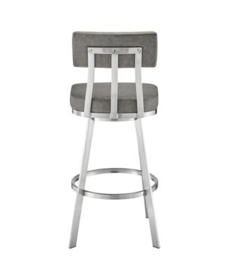 Benjamin 30" Swivel Bar Stool in Brushed Stainless Steel with Faux Leather