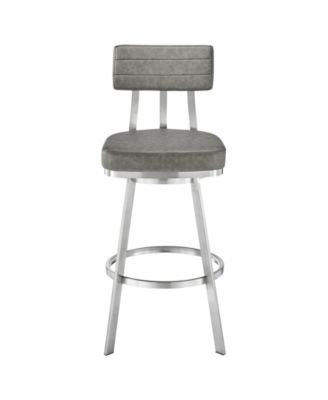 Benjamin 30" Swivel Bar Stool in Brushed Stainless Steel with Faux Leather