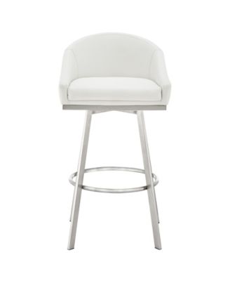 Eleanor 30" Swivel Bar Stool in Brushed Stainless Steel with Faux Leather
