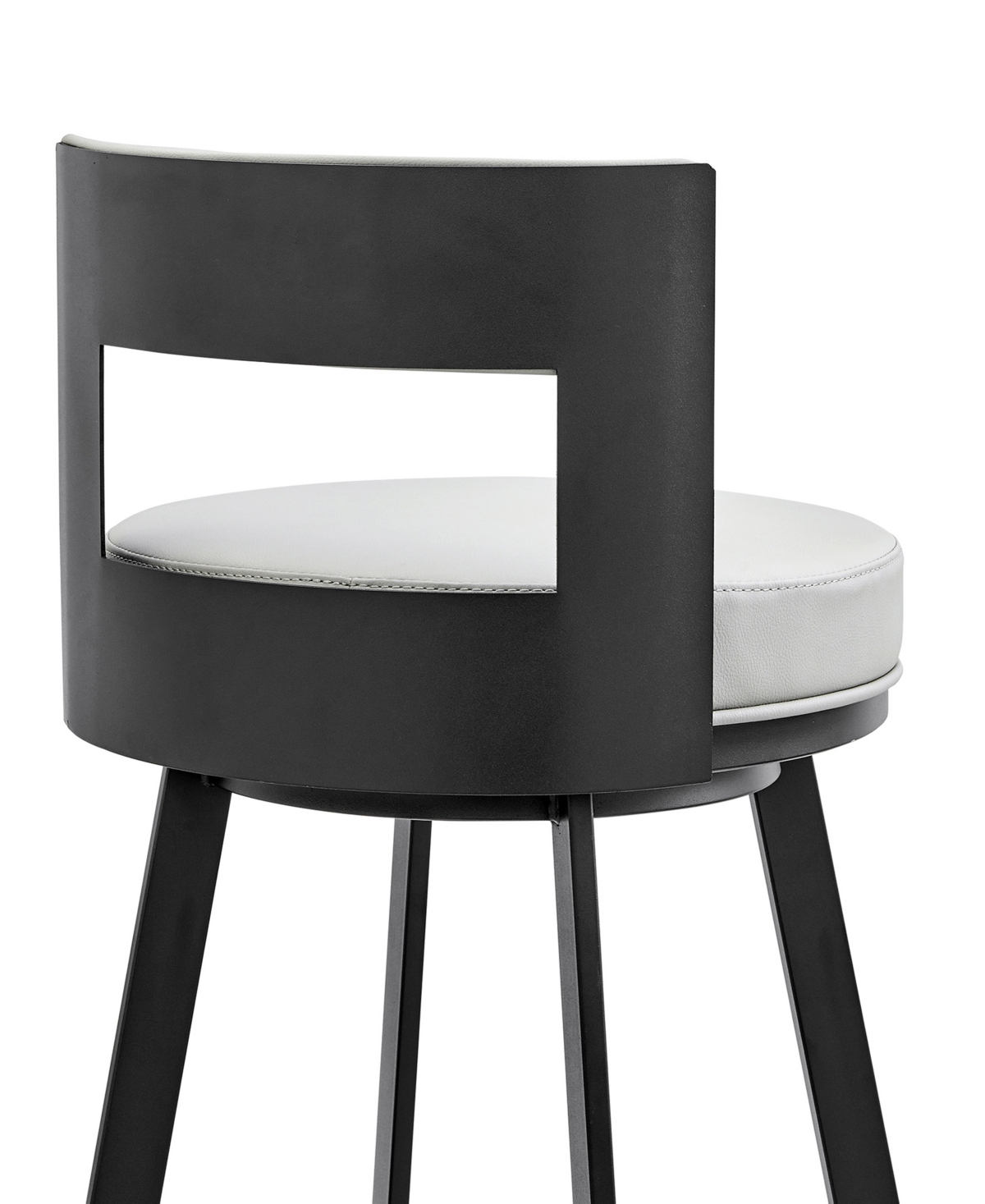 Armen Living Flynn 26" Swivel Counter Stool In Metal With Light Faux Leather In Light Gray,black