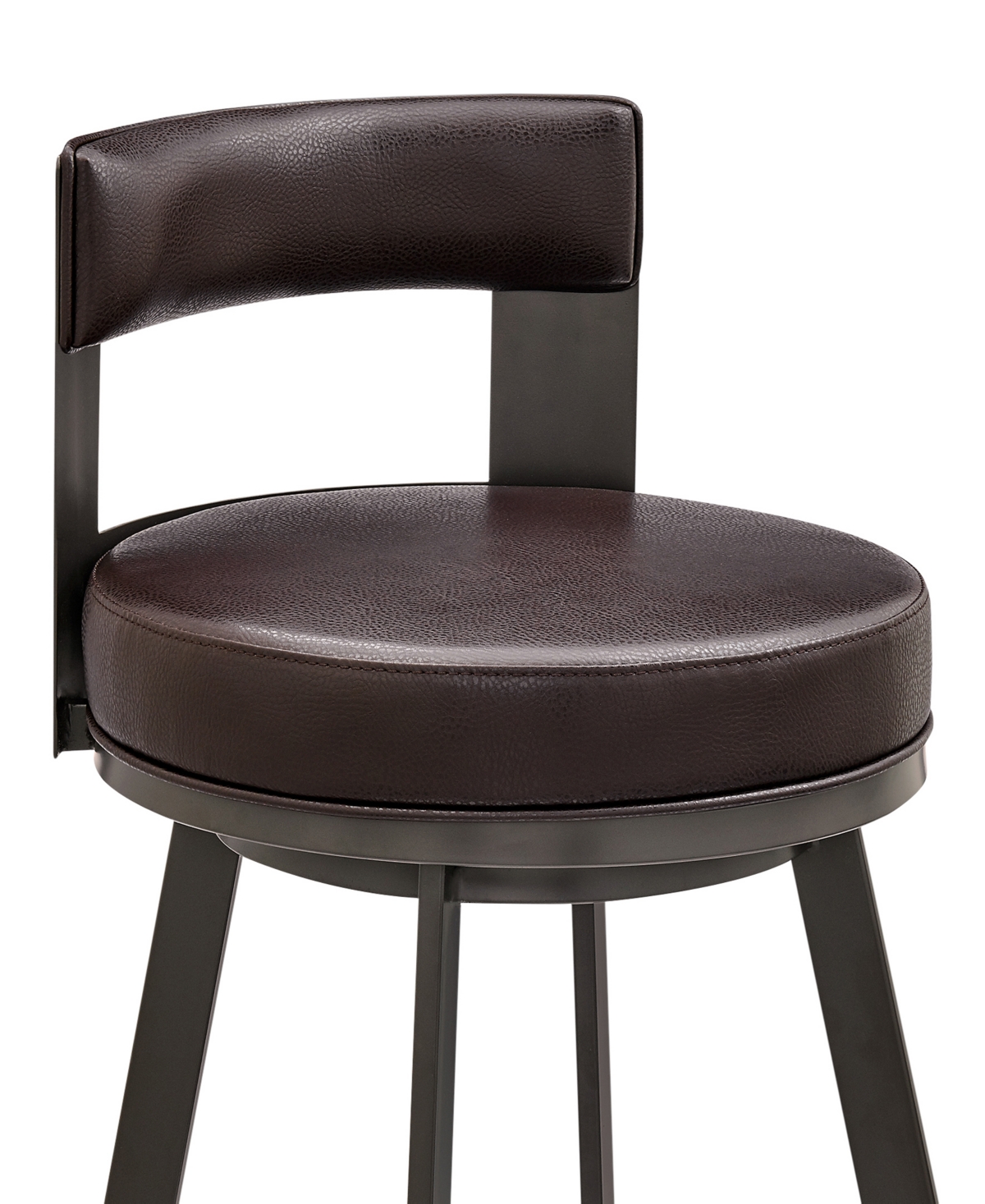 Armen Living Flynn 26" Swivel Counter Stool In Metal With Faux Leather In Brown