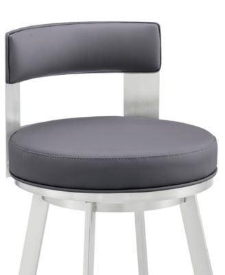 Flynn 26" Swivel Counter Stool in Silver Metal with Faux Leather