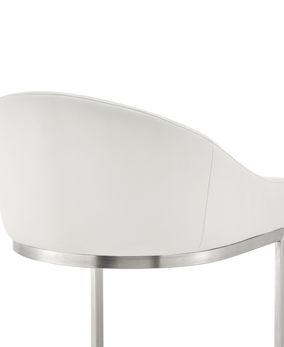 Armen Living Katherine 30" Bar Stool In Brushed Stainless Steel With Faux Leather In White,brushed Stainless Steel
