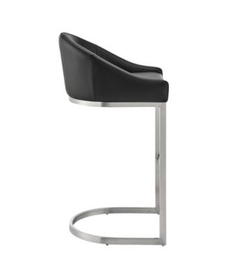 Katherine 30" Bar Stool in Brushed Stainless Steel with Faux Leather
