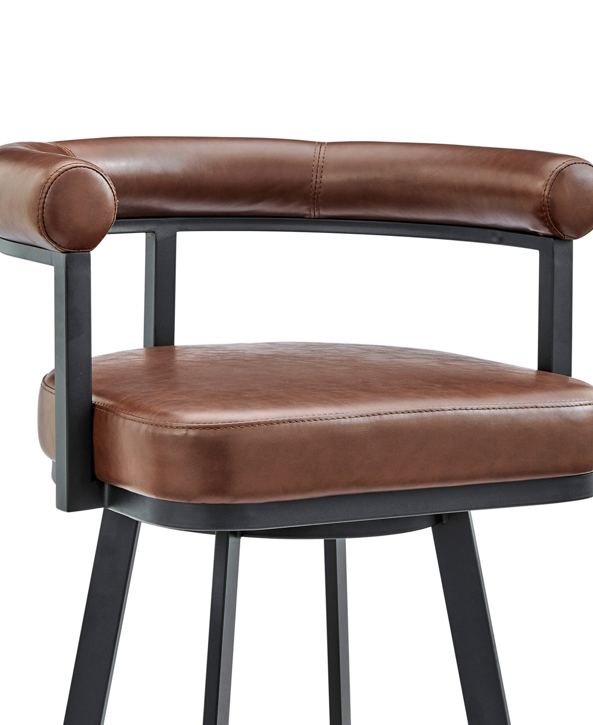 Armen Living Magnolia 26" Swivel Counter Stool In Metal With Faux Leather In Brown,black