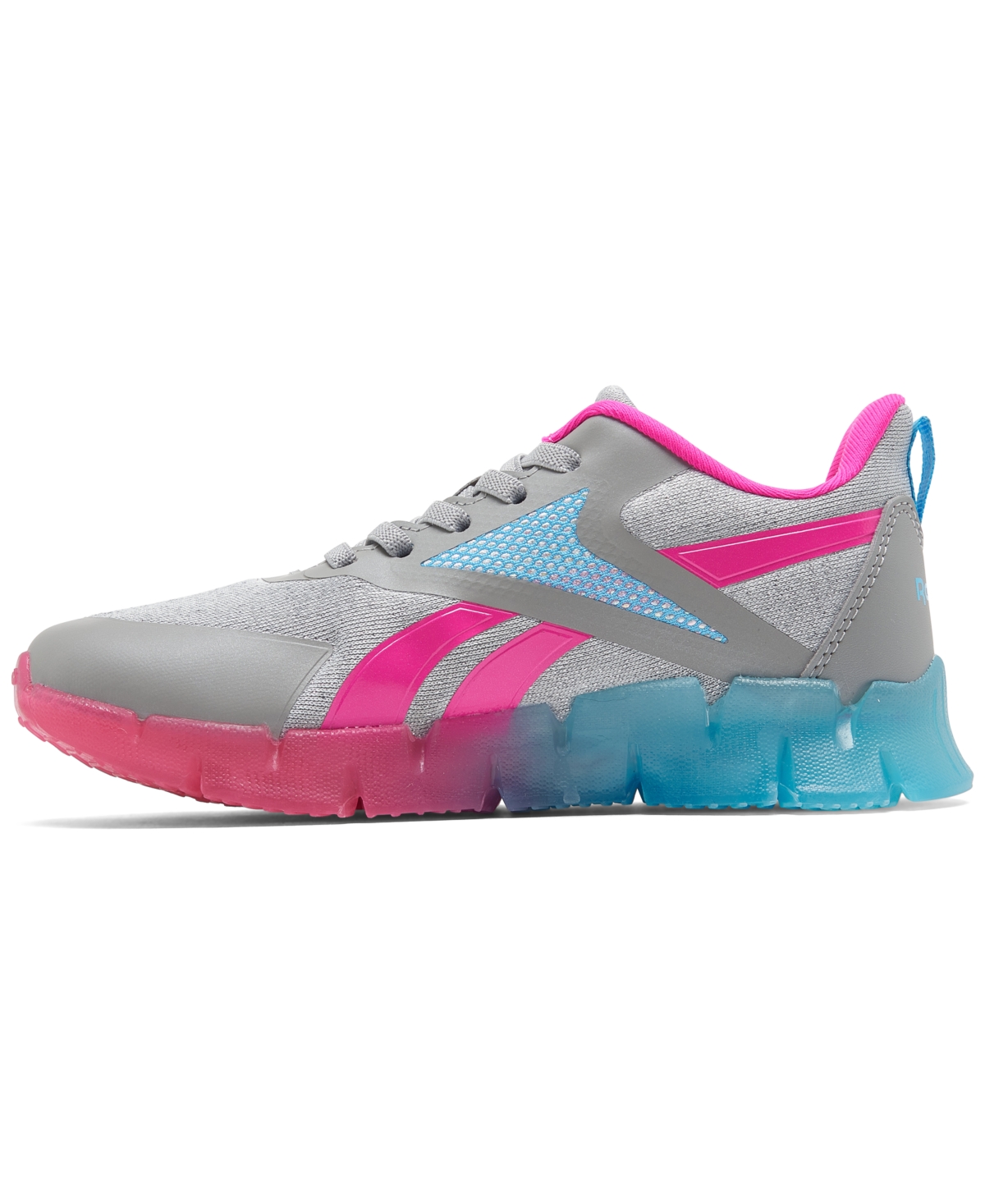 Shop Reebok Little Girls Zig N Flash Light-up Casual Sneakers From Finish Line In Gray,pink,blue