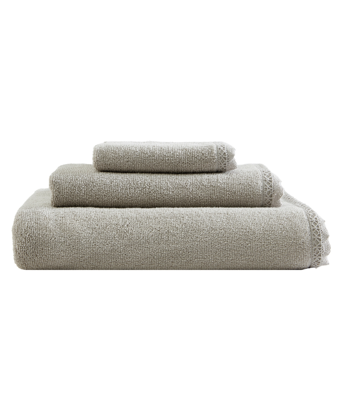 Laura Ashley Juliette Cotton Terry 3-pc Bath Towel Set In Pebble Gray