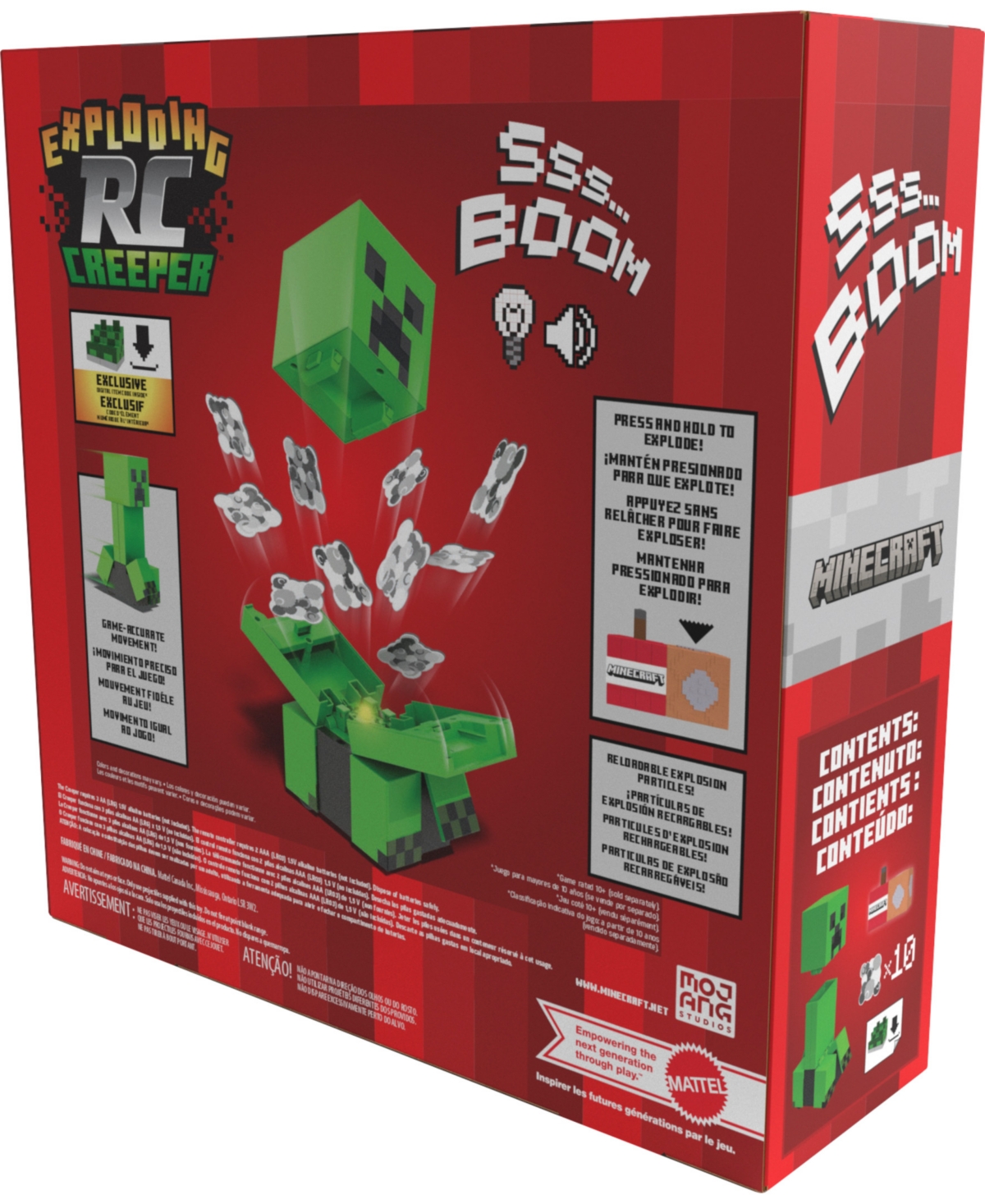 MINECRAFT EXPLODING RC CREEPER, LIGHTS AND SOUNDS, 10 EXPLOSION PARTICLES AND DLC CODE 