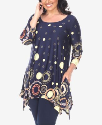 White Mark Plus Size Erie 3/4 Sleeve Tunic Top - Macy's