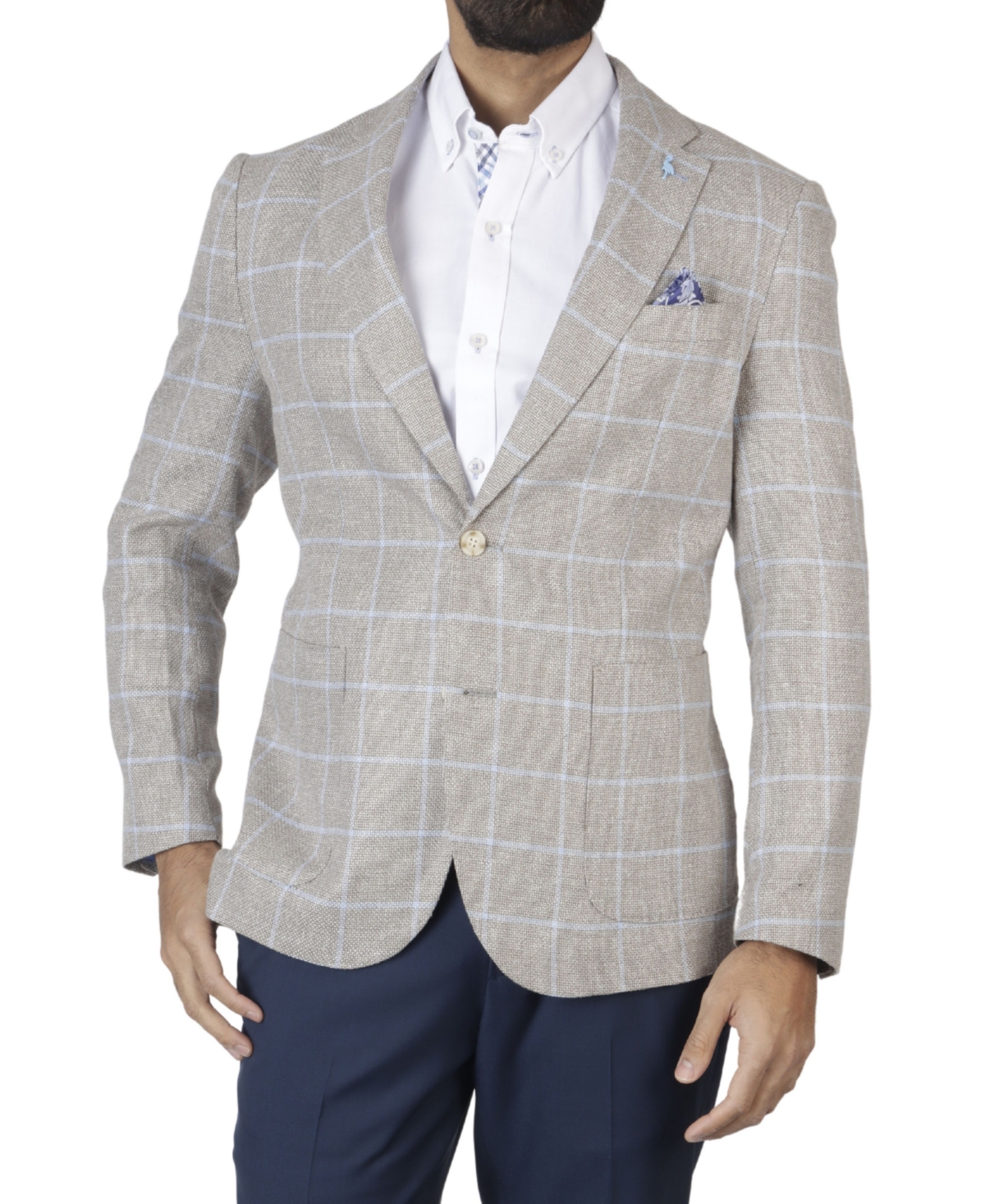 Men's Textured Windowpane Sportcoat - Tan