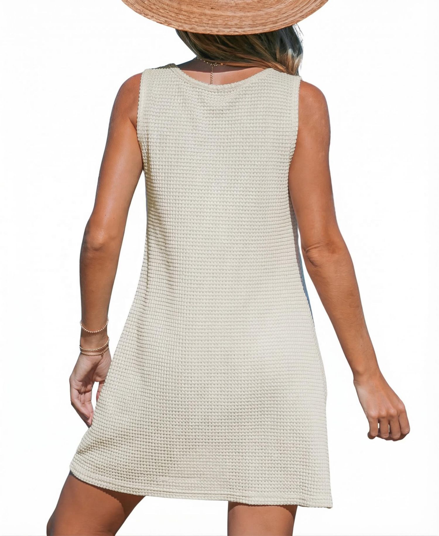 Women's Waffle Knit Hem Twist Cover-Up