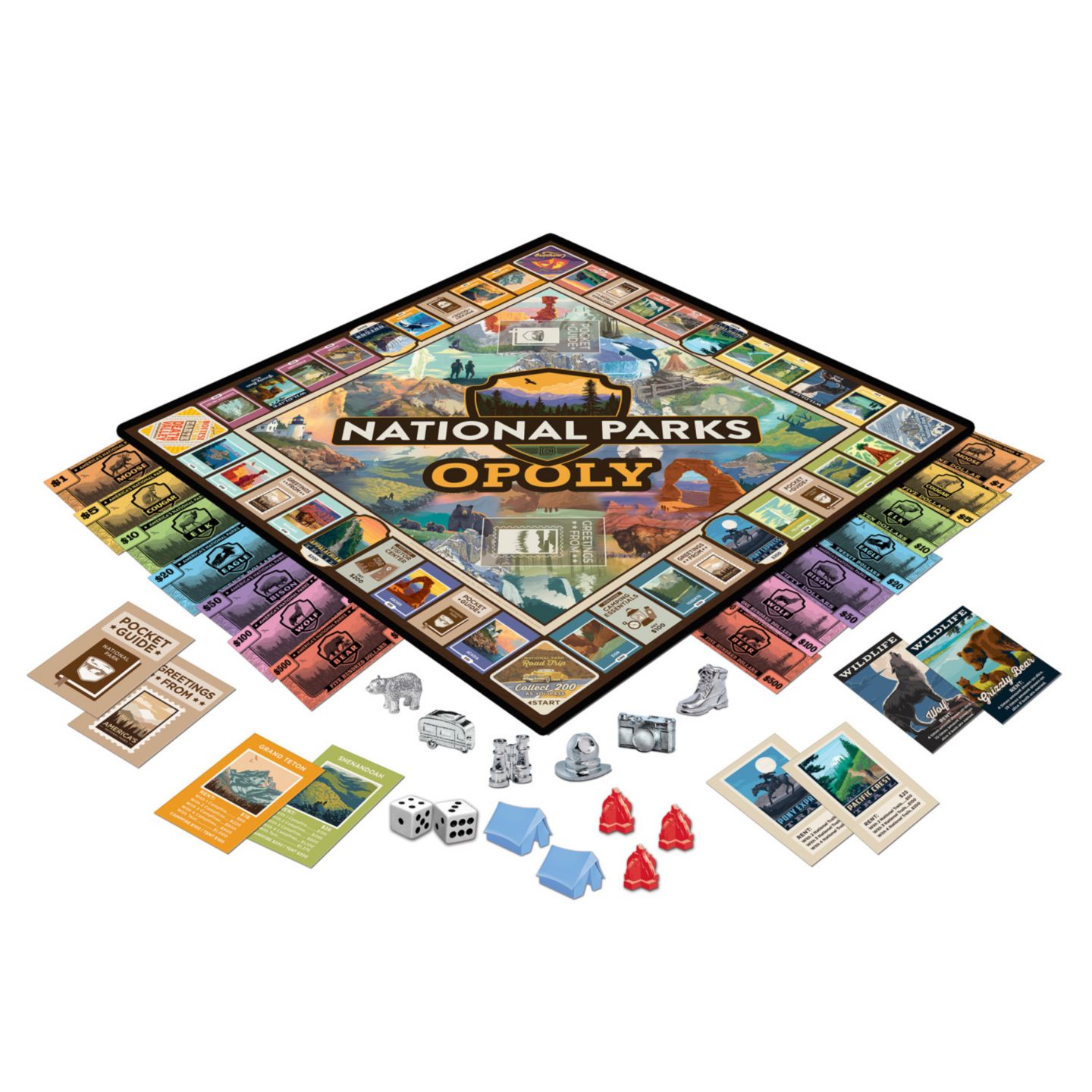 Детская настольная игра MasterPieces Puzzles Masterpieces National Parks Opoly Board Game, от 8 лет — фото 3