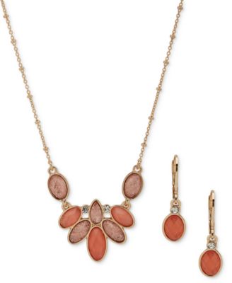 Anne Klein - Gold-Tone Mixed Stone Statement Necklace & Drop Earrings Set