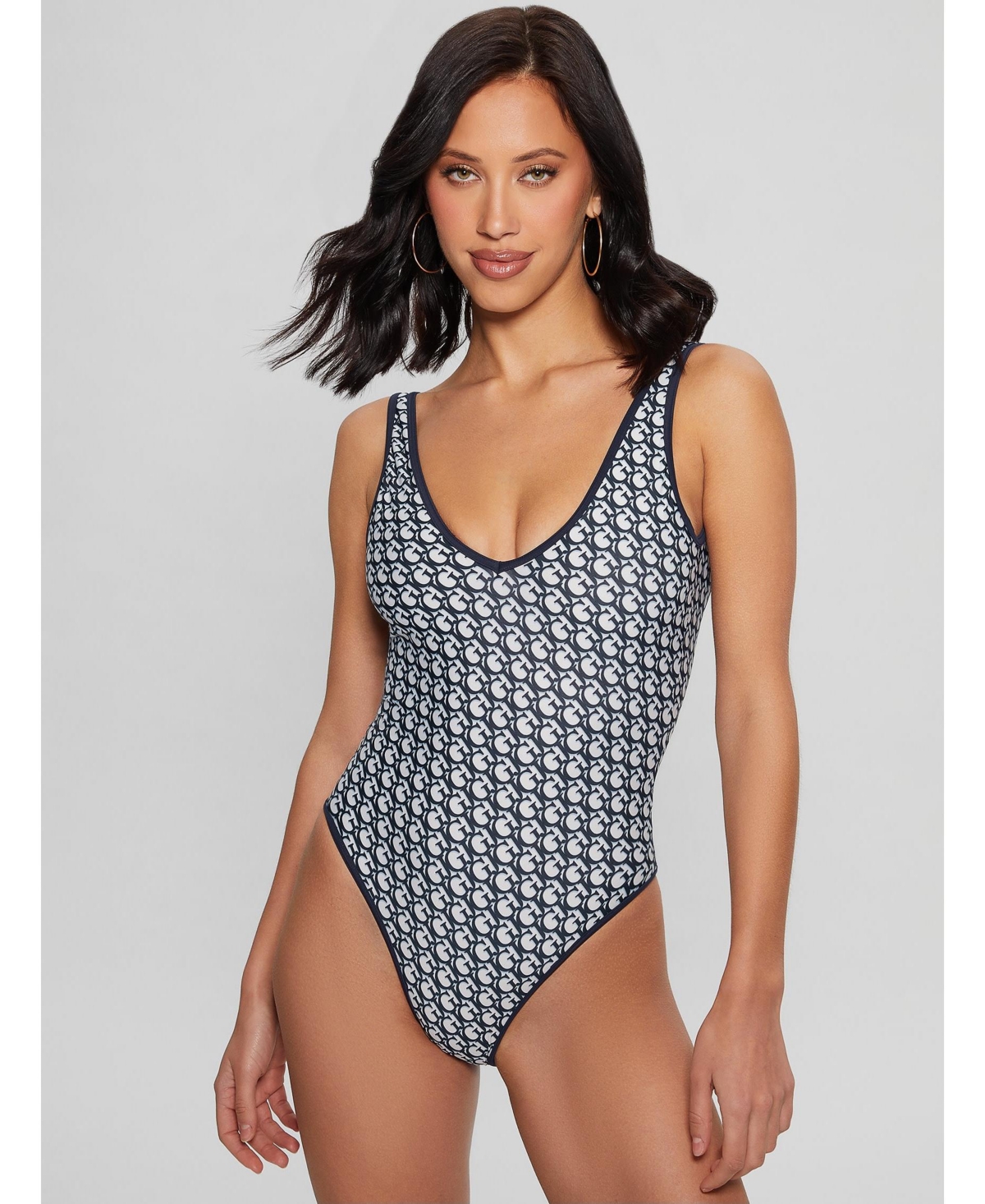 Women's Signature Printed One-Piece - Gj double layer blue