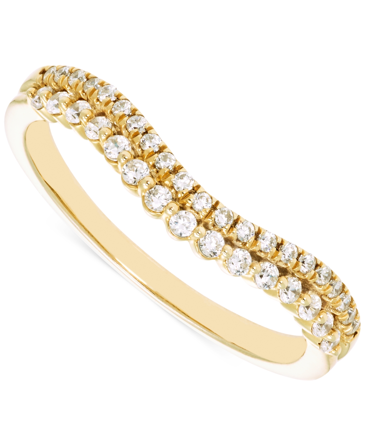 Shop Macy's Diamond Double Row Contour Band (1/4 Ct. T.w.) In 14k Gold In Yellow Gold